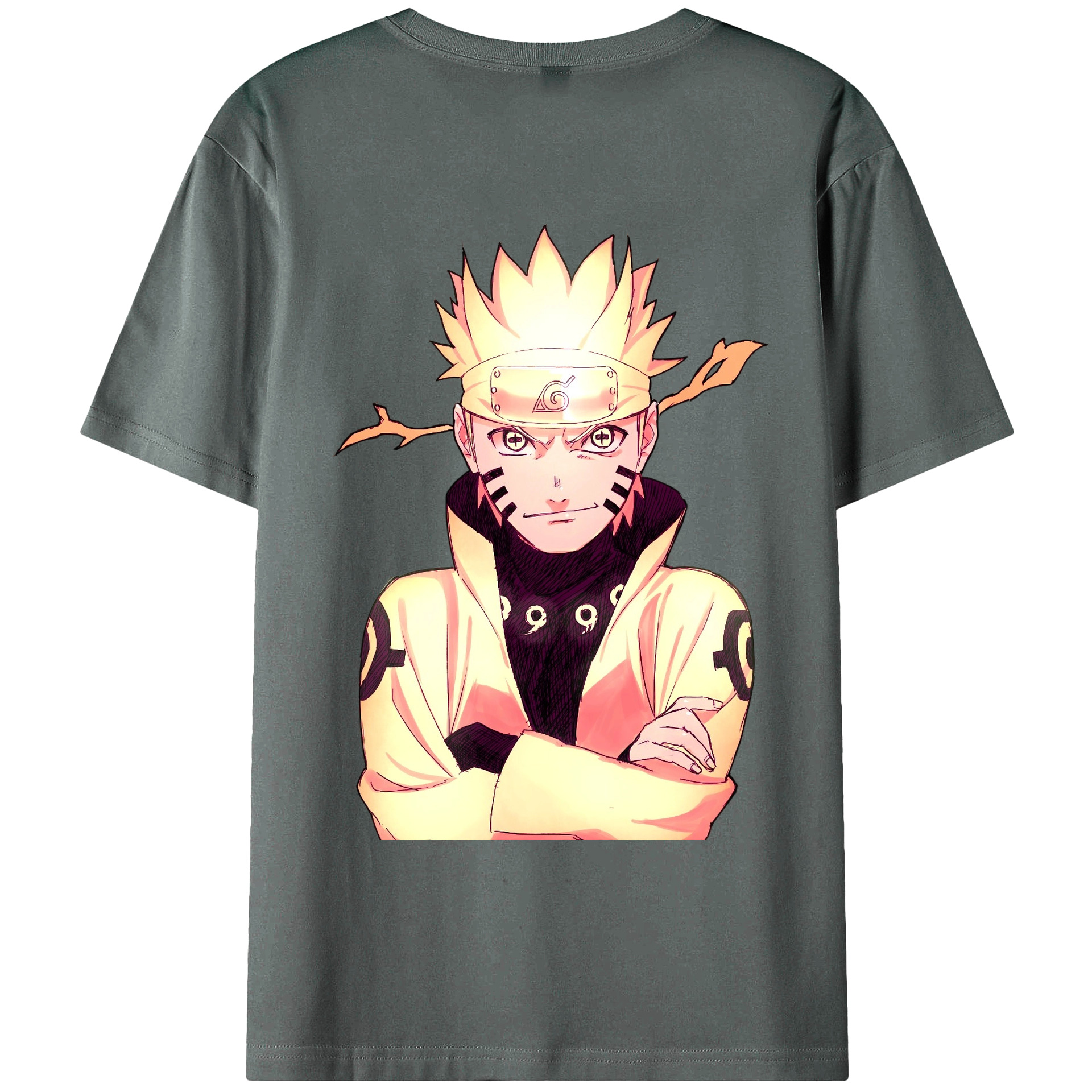 （画像用） NARUTO -ナルト- うずまき ナルト Uzumaki Naruto 綿100％ メンズ半袖Tシャツ（バックプリント） 通気性